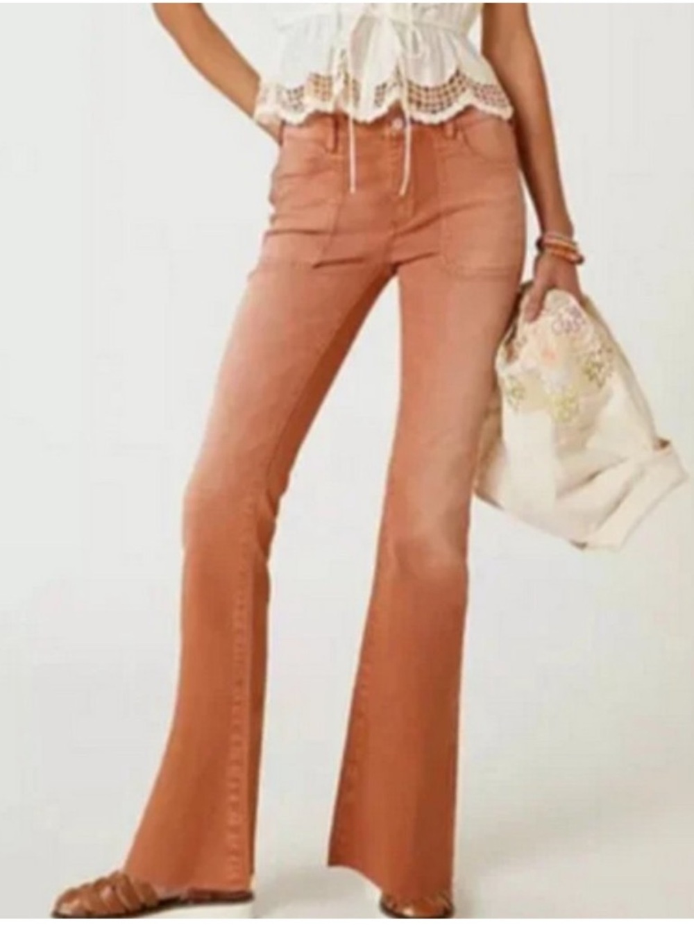 Anthropologie Pilcro The Low-Rise Icon Flare Jeans In Bronze Size 27